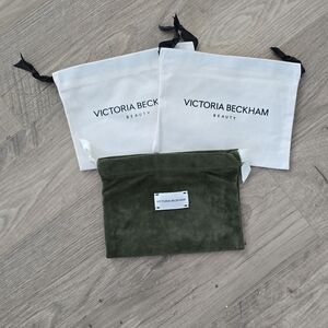 Victoria Beckham White and Green Pouch Trio